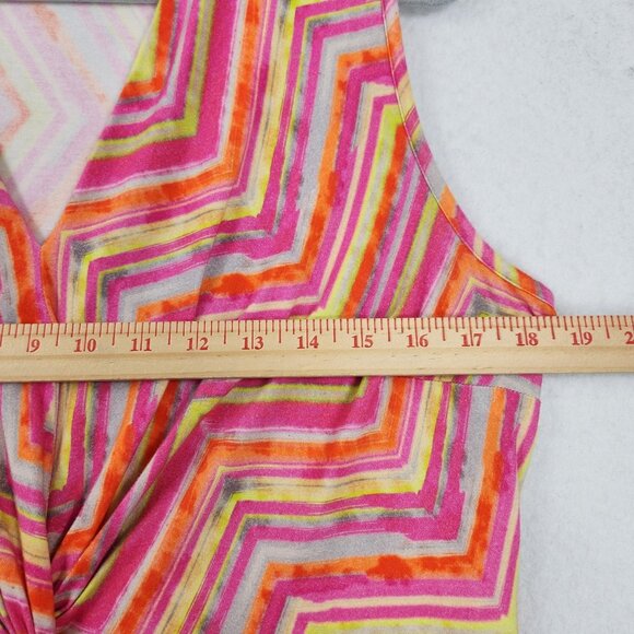 Soft Surroundings Dress Womens Large Pink Maxi V Neck Twist Front Sleeveless - Picture 3 of 10